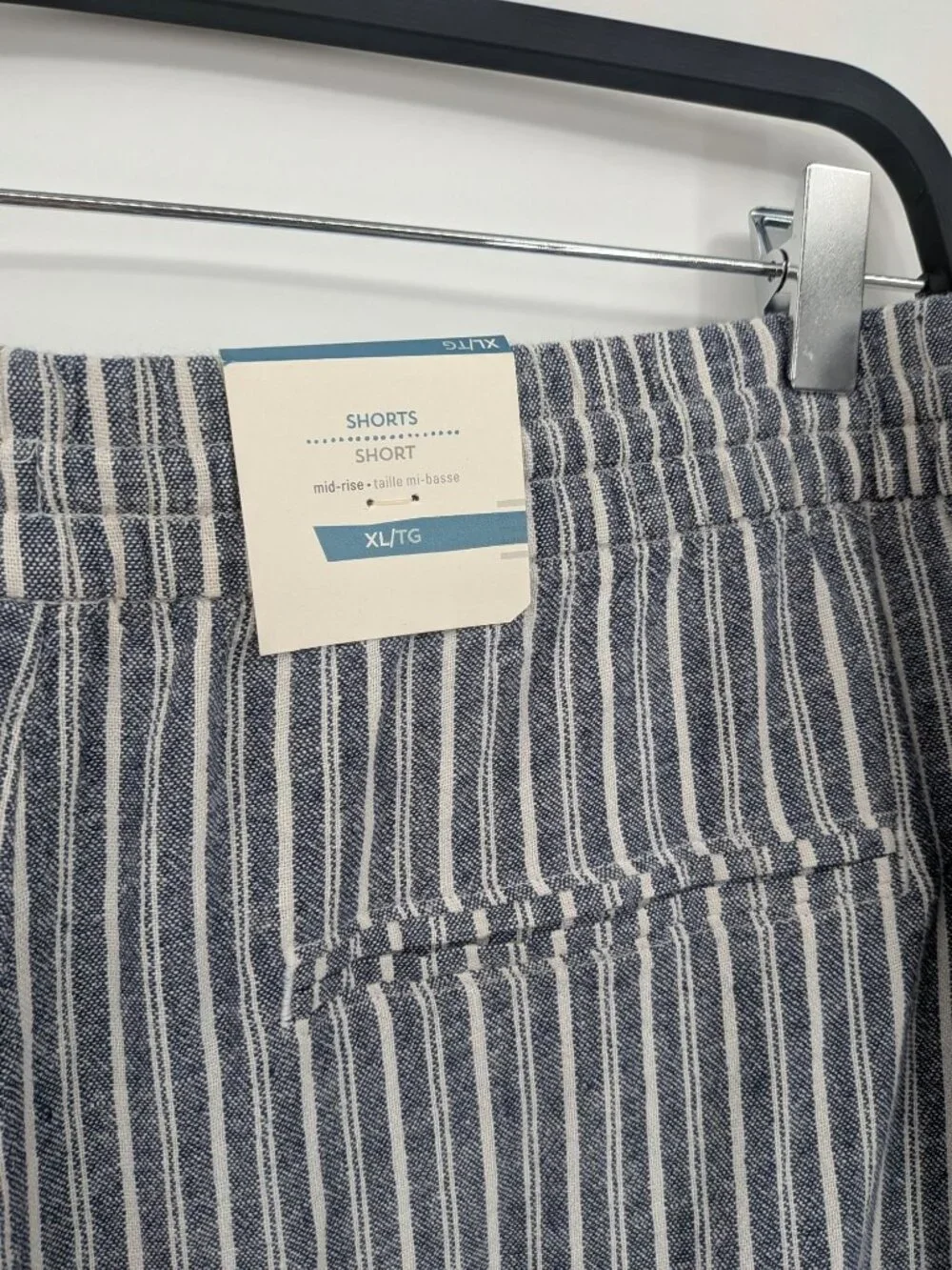 Old Navy Linen Blend Striped Pull On Shorts Drawstring Mid Rise Coastal X Large